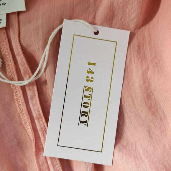 143 Story Peach Satin Blazer NWT Size Small Crinkled Tangerine Blazer - Picture 7 of 10